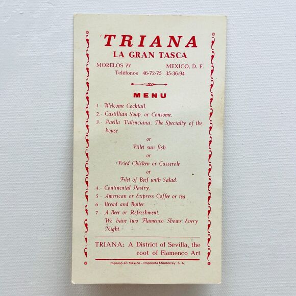 Vintage Event & Menu Vintage Flamenco Show in Triana La Gran Tasca Mexico City - Picture 2 of 6